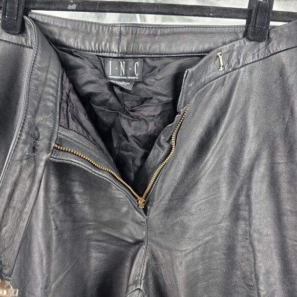 Black Leather Pants By INC International Concepts Size 12 - Picture 5 of 10